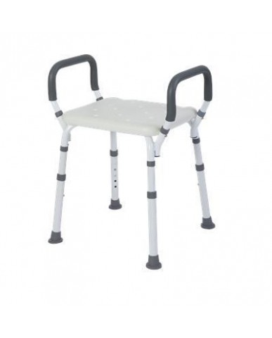 Premium Shower Bench/Chair with Removable Padded Arms - With Back - White